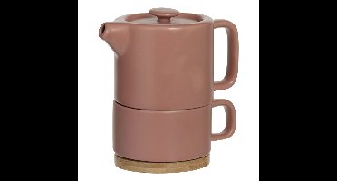 Secret de Gourmet Theepot Penang - Keramiek - met kopje - terracotta - 10 x 15 cm