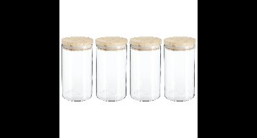 Secret de Gourmet Voorraadbus - 4x stuks - voorraadpot - 1000 ml - glas met houten deksel