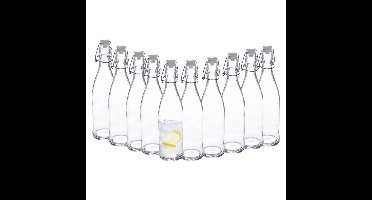 Secret de Gourmet weckfles - 10x - glas - transparant - beugel sluiting luchtdicht - 1 liter - sappe