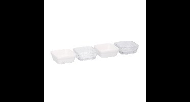 Set van 16x vierkante amuse/voorgerecht serveerschaaltjes porselein wit en glas