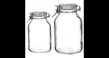 Set van 2x stuks weckpotten/inmaakpotten met beugelsluiting 1,5 liter - 3 liter
