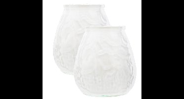 Set van 2x stuks witte Lowboy buiten tafel sfeer kaarsen 10 cm 40 branduren in glas
