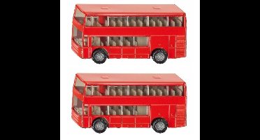 Siku Dubbeldekker bus - Set van 2x stuks - rood - speelgoed - modelauto - 10 x 7 cm