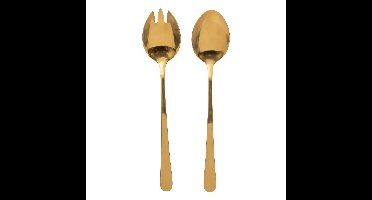 Sla bestek/couvert - 2 delig - goud - metaal - 24 cm - saladebestek/slacouvert