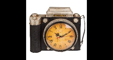 Sleutelkastje met een klok - retro camera - metaal - zwart/bruin - 23 x 29 cm