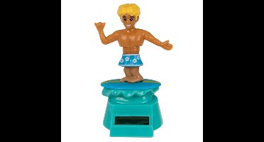 Solar bewegend figuur - surfer - blauw - kunststof - 10 cm