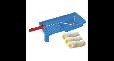 Sorex Verfrollers schilderen set - beugel en verfbak - 3x anti spat vacht verfrollers - 10 cm