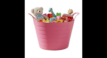 Speelgoedmand - roze - 30 liter - kunststof - 54 x 37 cm - met handvatten