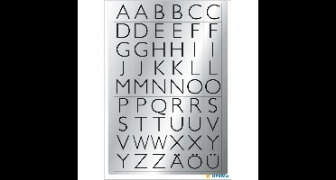 Stickervelletjes met 216x stuks alfabet plak letters zwart/zilver 13x12 mm