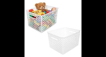 Storage Solutions Kast Opbergmand - 2x - van kunststof - wit - 30 x 37 x 21 - 19 liter inhoud