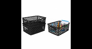 Storage Solutions Kast Opbergmand - 3x - van kunststof - zwart - 19 x 25 x 10 cm - 4 liter inhoud