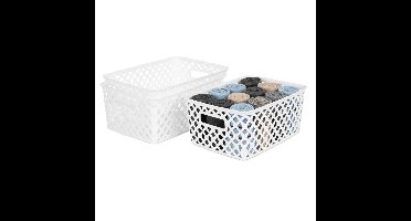 Storage Solutions Kast Opbergmand - 4x - van kunststof - wit - 19 x 25 x 10 cm - 4 liter inhoud