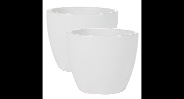 Ter Steege Bloempot - 2x - wit - Scandinavisch - 13 x 11 cm