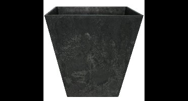 Ter Steege Bloempot - vierkant - gerecycled kunststof - zwart - D15xH15 cm - plantenpot