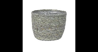 Ter Steege Plantenpot - jute/zeegras - D13xH10 cm - ijsblauw/grijs - bloempot
