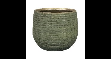 Ter Steege Steege Plantenpot - keramiek - donkergroen - stripes - D18xH16 cm