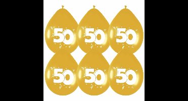 Thema 50 jaar gouden ballonnen - leeftijd of jubileum - 24x stuks - versieringen - feestartikelen