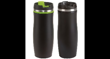 Thermosbekers - warmhoud drinkbekers - 2x stuks - groen en zwart - 400 ml - Isolerende drinkbekers
