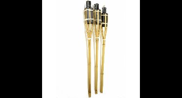 Tuinfakkels - 3x - met oliehouder - bamboe - 60 cm