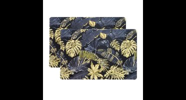 Unique Living Placemat - 4x - blad motief - 44 x 28 cm - tafeldecoratie onderlegger