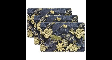 Unique Living Placemat - 6x - blad motief - 44 x 28 cm - tafeldecoratie onderlegger