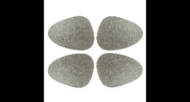 Unique Living placemats Floris lederlook - 6x - 39 x 30 cm - zilver - PU leather - tafel