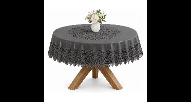 Unique Living tafelkleed/tafellaken - buiten/binnen - donkergrijs - Dia 152 cm - rond