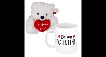 Valentijnscadeau - beertje en mok - be my valentine - koffiemok - knuffelbeertje - valentijnsdag