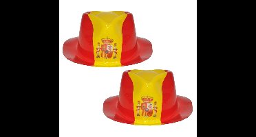 Verkleed hoed vlag Spanje - 2x - plastic - Landen vlag supporters artikelen
