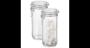 Voorraad/weck pot - 2x - glas - transparant - 21 x 10 cm - 1 L - Bormioli Rocco