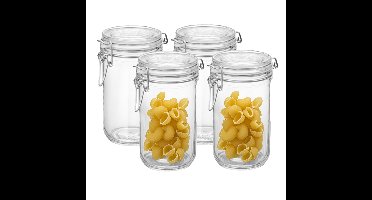 Voorraad/weck pot - 4x - glas - transparant - 17 x 9 cm - 750 ml - Bormioli Rocco