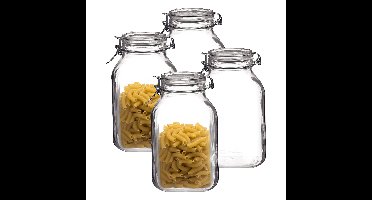 Voorraad/weckpot - 4x - transparant - glas - 22 x 10 cm - 1,5 L - Bormioli Rocco