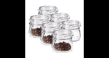 Voorraad/weckpot - 6x - transparant - glas - 10,5 x 10 cm - 500 ml - Bormioli Rocco