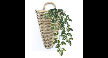 Wandhanger mand - bruin - 25 x 22 x 32 cm - rotan - gevlochten - voor bloemen/planten