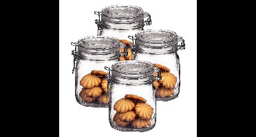Weckpot/inmaakpot - 4x - 750 ML - glas - met beugelsluiting - luchtdicht - 10 x 13 cm