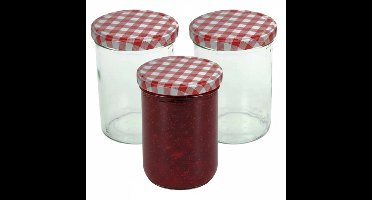 Weckpotten / inmaakpotten - rood - 3x stuks - 440 ml - met draaideksel - glas