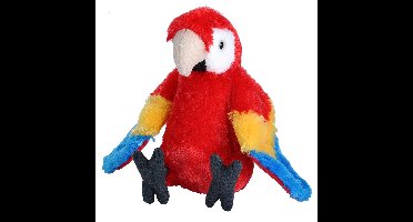 Wild Republic Pluche Papegaai/Ara - knuffel vogel - 20 cm - bos vogel knuffel