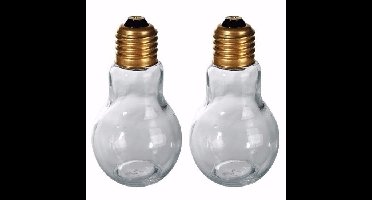 Zout/peper strooier dispenser - 2x - gloeilamp vorm - 11 cm - glas - keukendecoratie