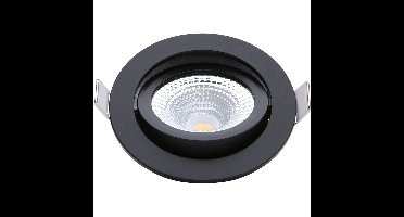 EcoDim - LED Spot - Inbouwspot - ED-10023 - 5W - Waterdicht IP54 - Dimbaar - Dim to Warm - Warm Wit 2000K-3000K - Mat Zwart - Aluminium - Rond - Kantelbaar
