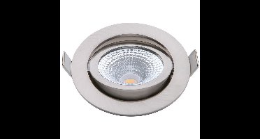 EcoDim - LED Spot - Inbouwspot - ED-10024 - 5W - Waterdicht IP54 - Dimbaar - Dim to Warm - Warm Wit 2000K-3000K - Geborsteld Nikkel - Aluminium - Rond - Kantelbaar