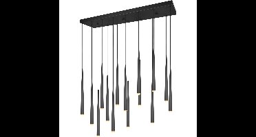 LED Hanglamp - Trio Select Cala - 15 Lichtpunten van 3.8 Watt - Hoogte Aanpasbaar - Aanpasbare Lichtkleur - Dimbaar - Mat Zwart - Metaal