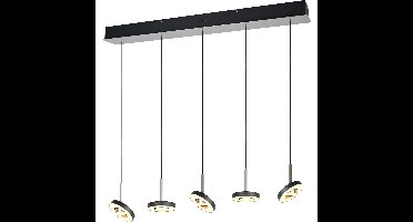 LED Hanglamp - Trio Select Guano - 5 Lichtpunten van 8 Watt - Dimbaar - Aanpasbare Lichtkleur - Hoogte Aanpasbaar zonder Contragewicht - 100cm - Draaibaar - Mat Nikkel - Metaal