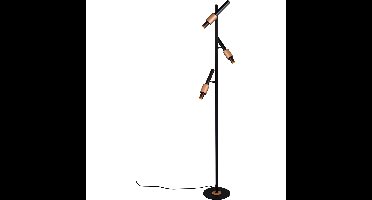 LED Vloerlamp - Trio Select Ikaris - 3 Lichtpunten van 4.5 Watt - Aanpasbare Lichtkleur - Touchdimmer - Draaibaar - IP20 - Mat Zwart - Metaal