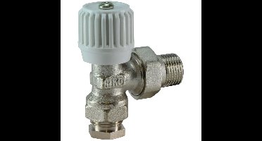 Riko Radiatorventiel + adaptor - 15mm 1/2 haaks - Vernikkeld
