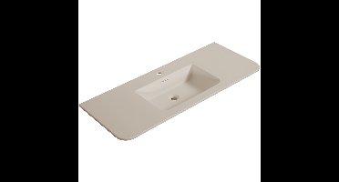 Wiesbaden Laro Wastafel - Enkel - met 1 Kraangat - Ronde Hoeken - 120x48x1.5cm - Solid Surface - Beige