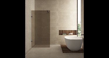 Wiesbaden Less Inloopdouche - 100x200cm - 8mm Veiligheidsglas - Vintage Brons Glas - Mat Zwart - Nano Coating Antikalk