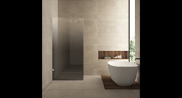 Wiesbaden Less Inloopdouche - Links - 90x200cm - 8mm Veiligheidsglas - Helder naar Spiegelrook Glas - Chroom - Nano Coating Antikalk