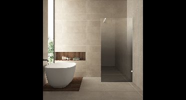 Wiesbaden Less Inloopdouche - Rechts - 90x200cm - 8mm Veiligheidsglas - Helder naar Spiegelrook Glas - Mat Wit - Nano Coating Antikalk