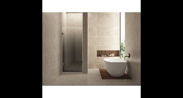 Wiesbaden Less Nisdeur Links - 800x2000x8mm - Nano - Spiegelrook naar Helder Glas - Geborsteld Brons Koper