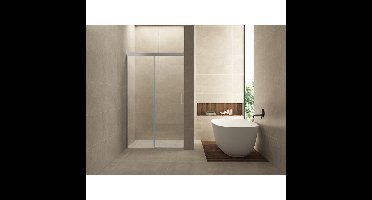 Wiesbaden Puerta Nisdeur Met 1 Schuifdeur - 1200x2000x8mm - NANO - Helder Glas/Chroom